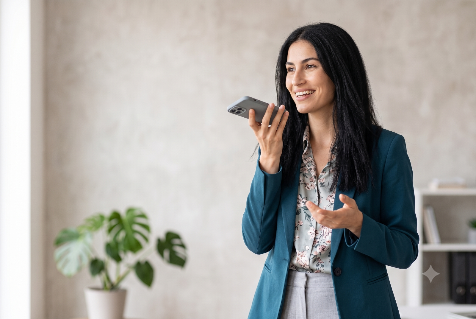 Une personne laisse un message vocal à l'assistant IA